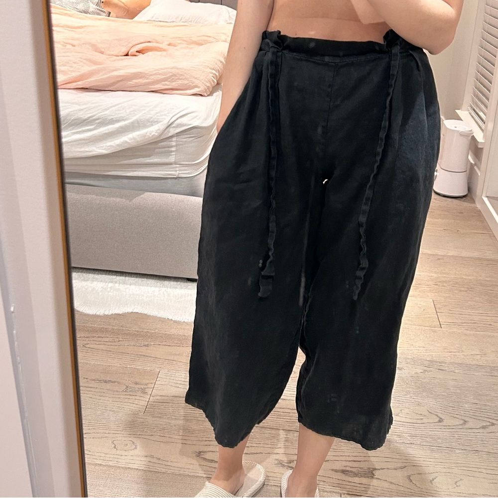 Black linen pants from Italy